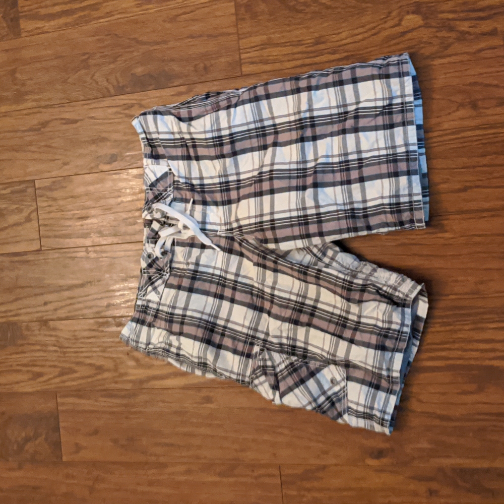 Plaid white gray bathing suit old navy